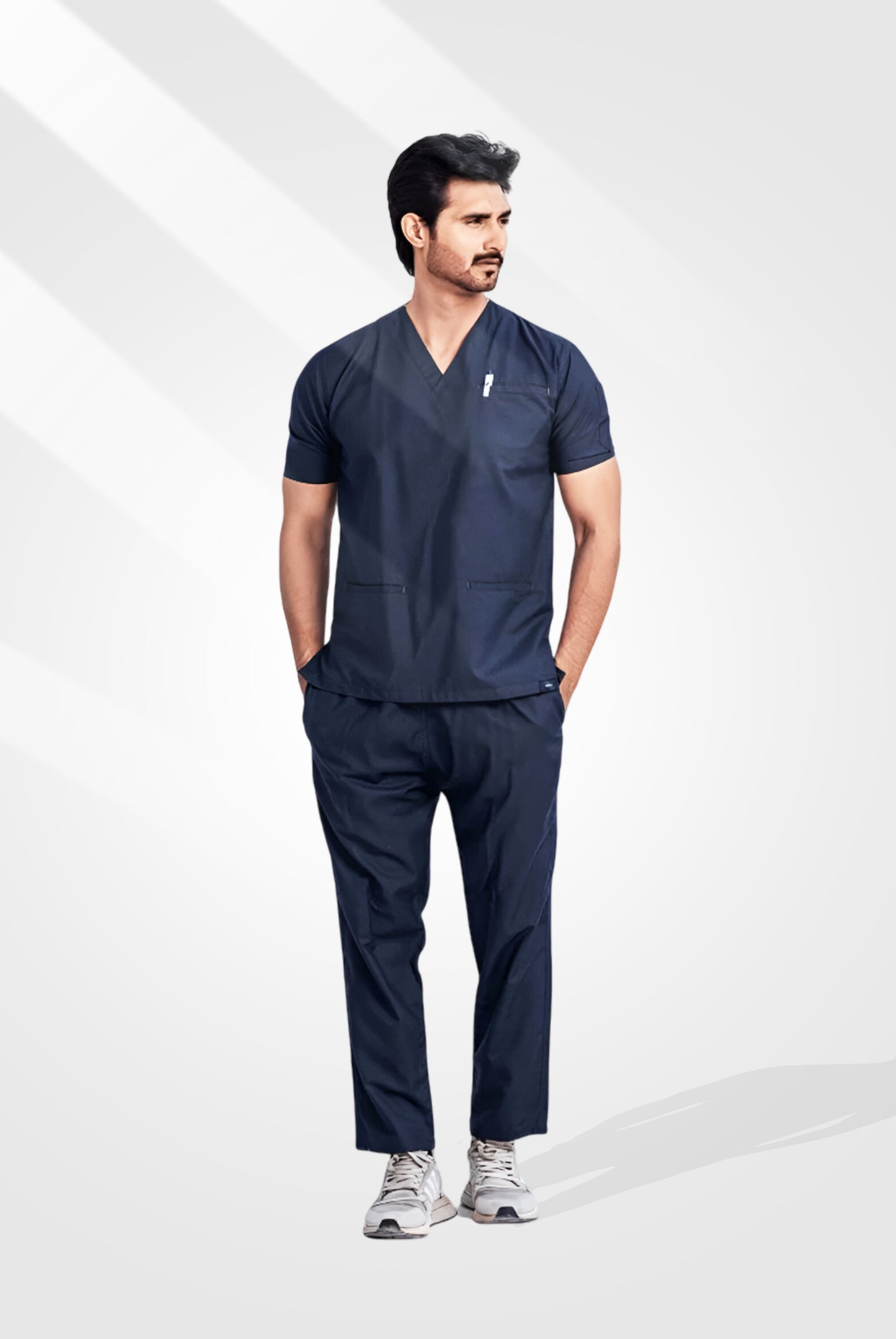 Edge Line™ Aqua Blue Scrub Suit for Men by GTEX Apparels Pakistan