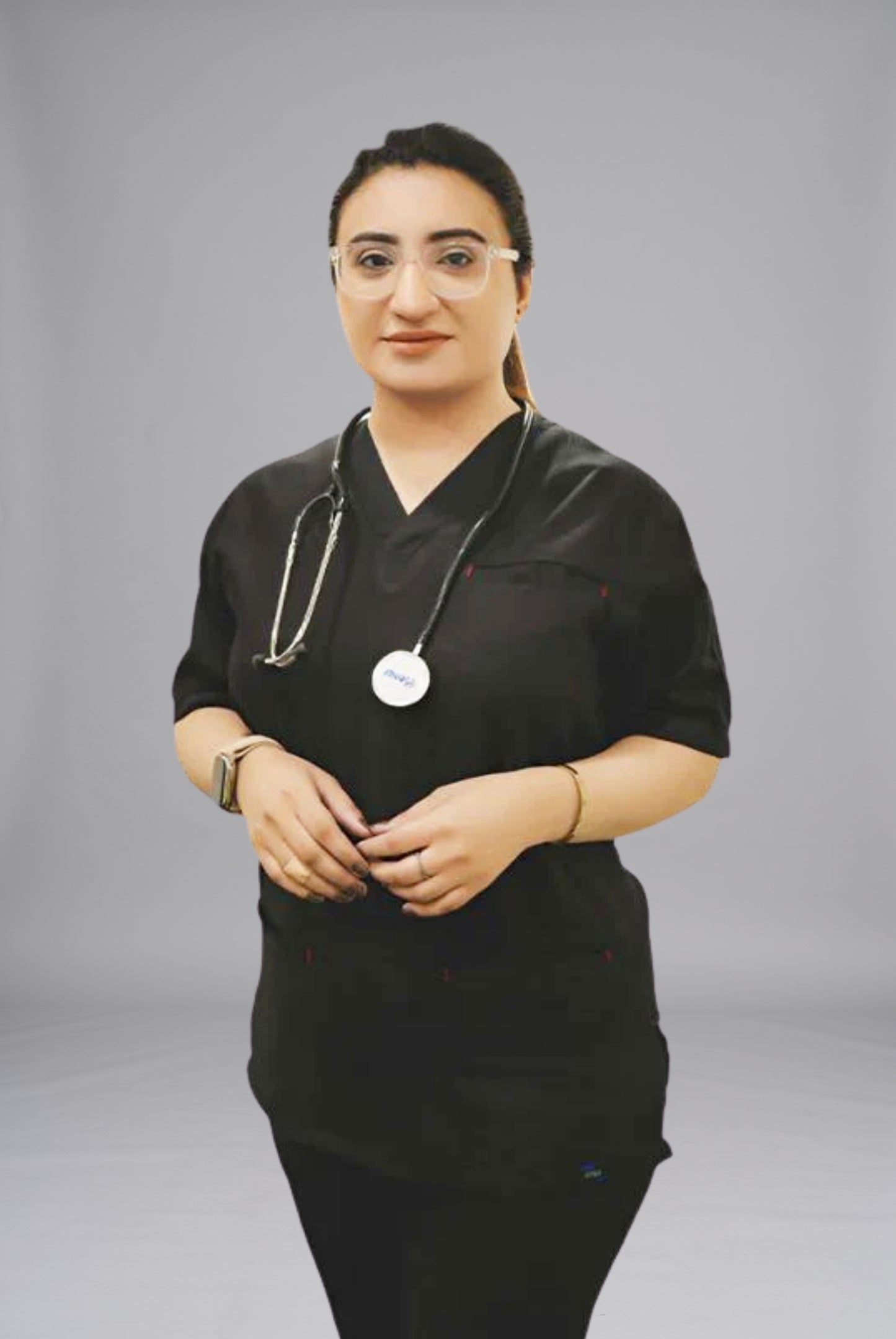 Edge Line™ black scrub for unisex by Gtex Apparels in Pakistan, designed for practical healthcare work environments 2