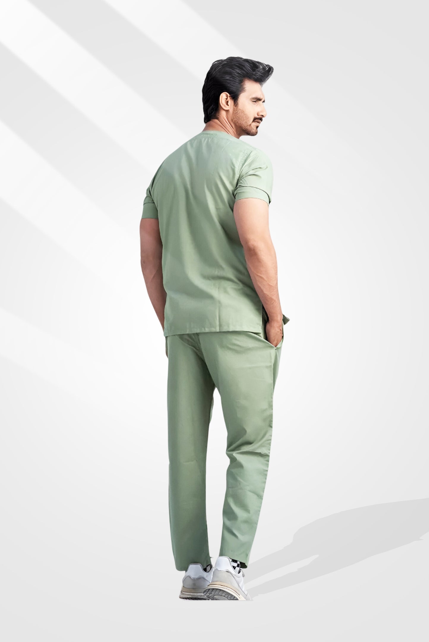 Edge Line™ Mint Green Scrub Suit for Men by GTEX Apparels Pakistan