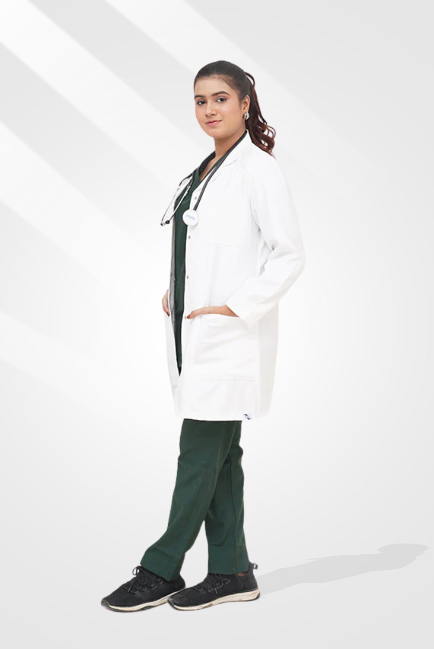 Elite Short Length Off-White Lab Coat for Women By GTEX Apparels Pakistan