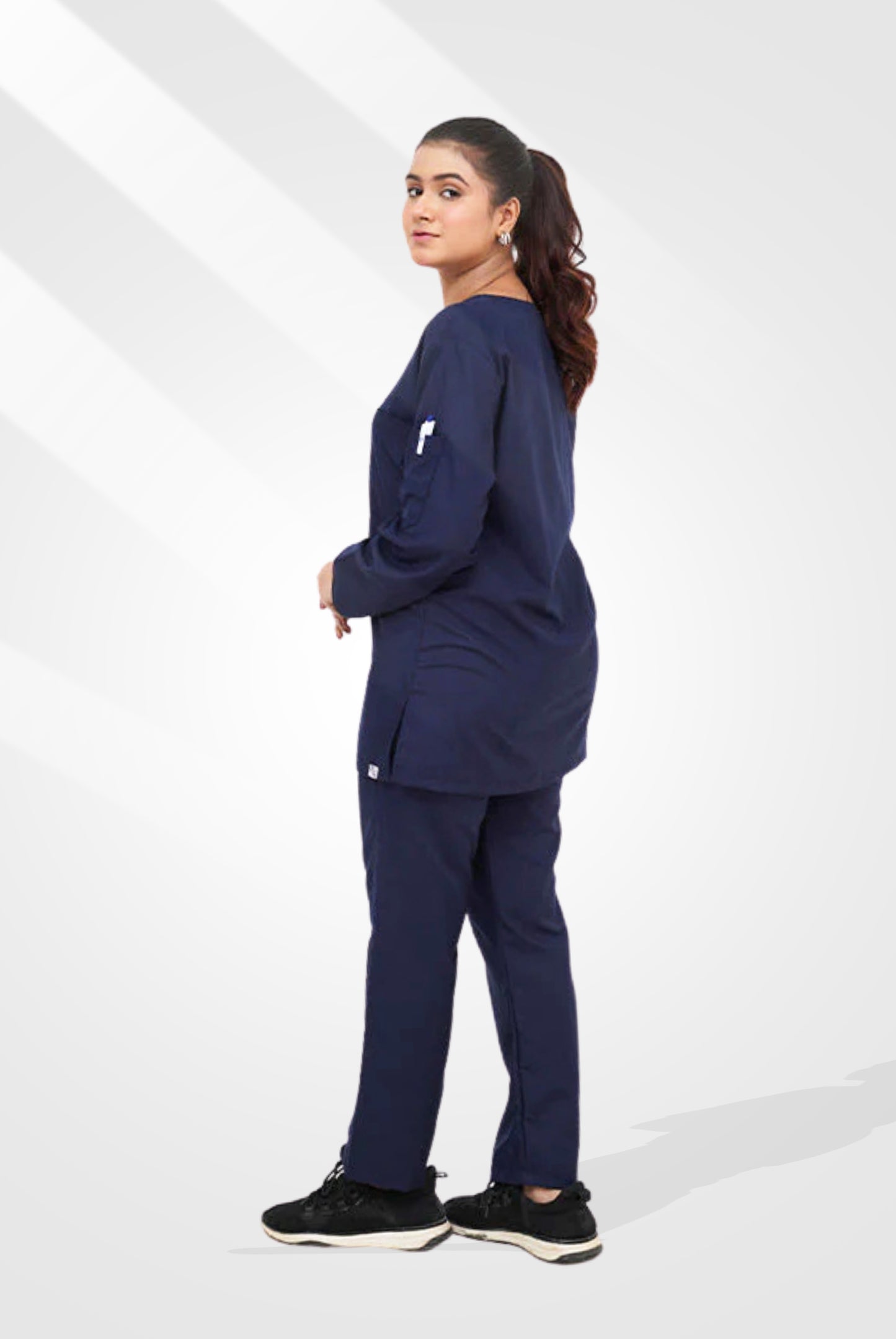 Full Sleeves Ink Navy Blue Scrub for women | GTEX Apparels Pakistan 4