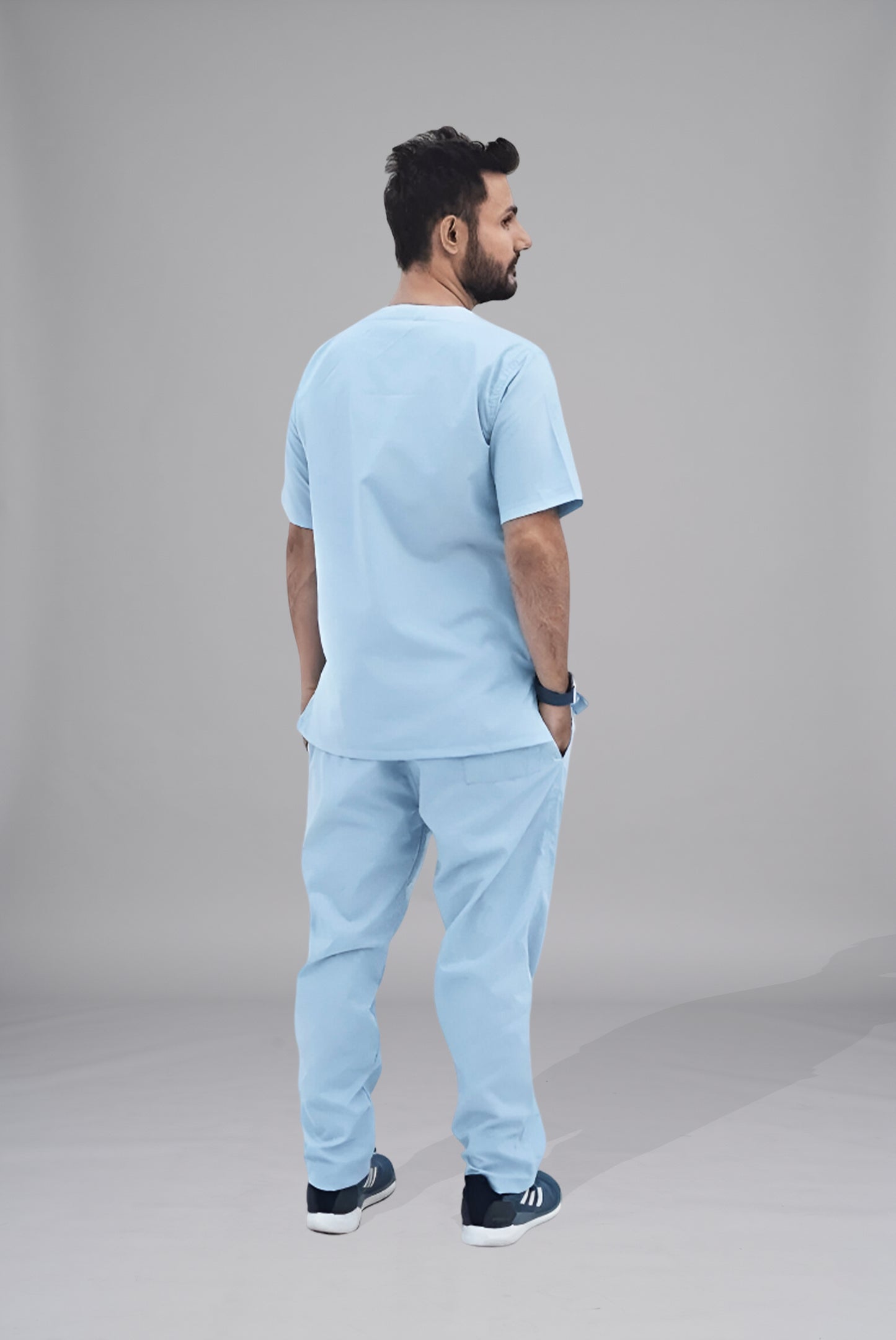 Sky blue scrub for unisex by Gtex Apparels in Pakistan designed for practical healthcare work environments 5