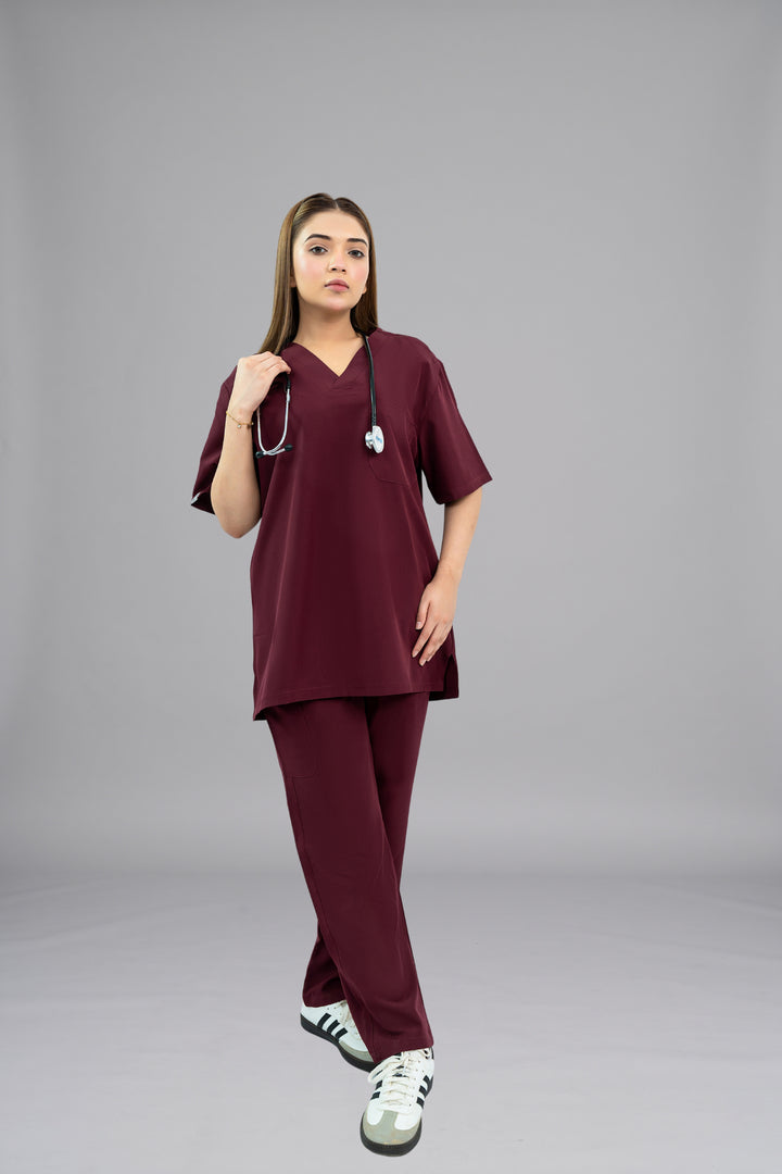 Burgundy Premium Notch Pro Scrub Suit