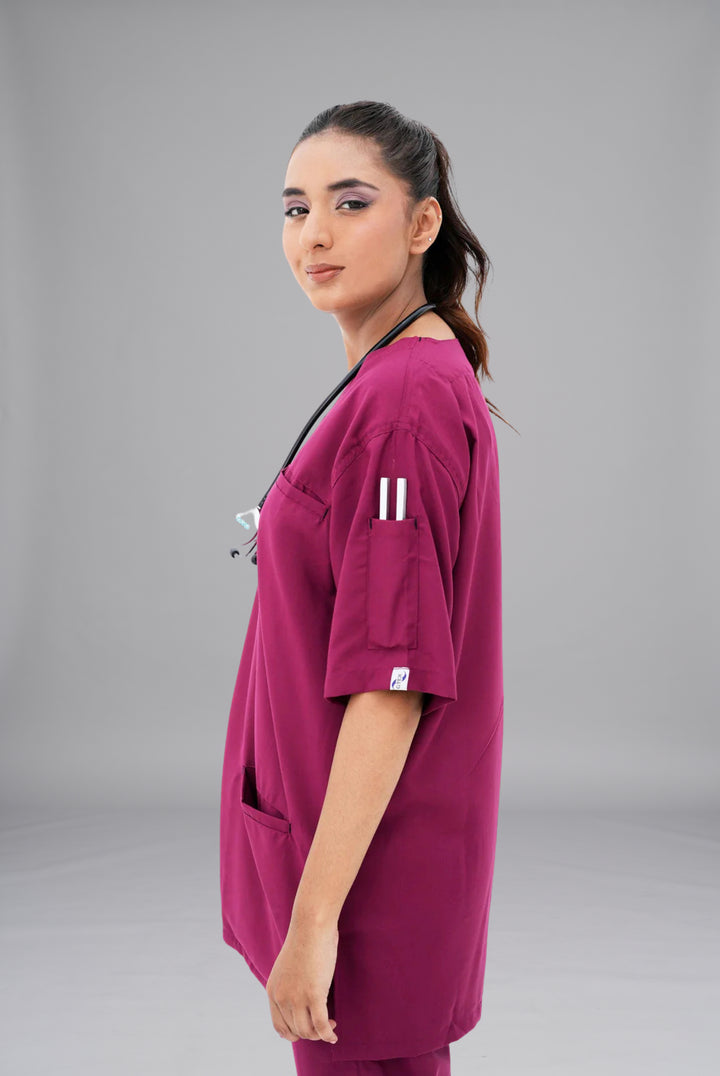 Edge Line™ Bright maroon Scrub for Women
