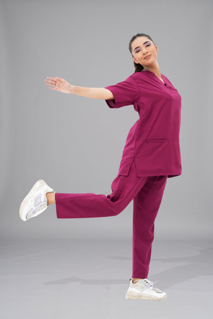 Edge Line™ Bright maroon Scrub for Women