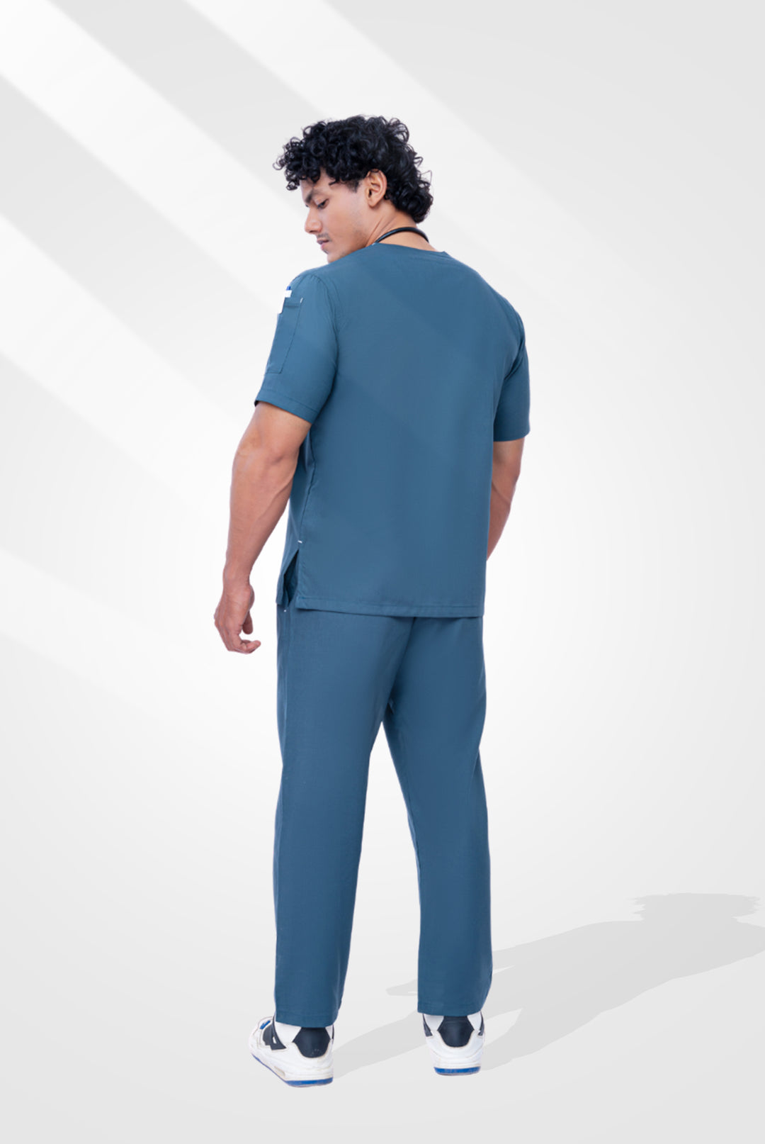 Teal Steel Edge line Scrub Suit