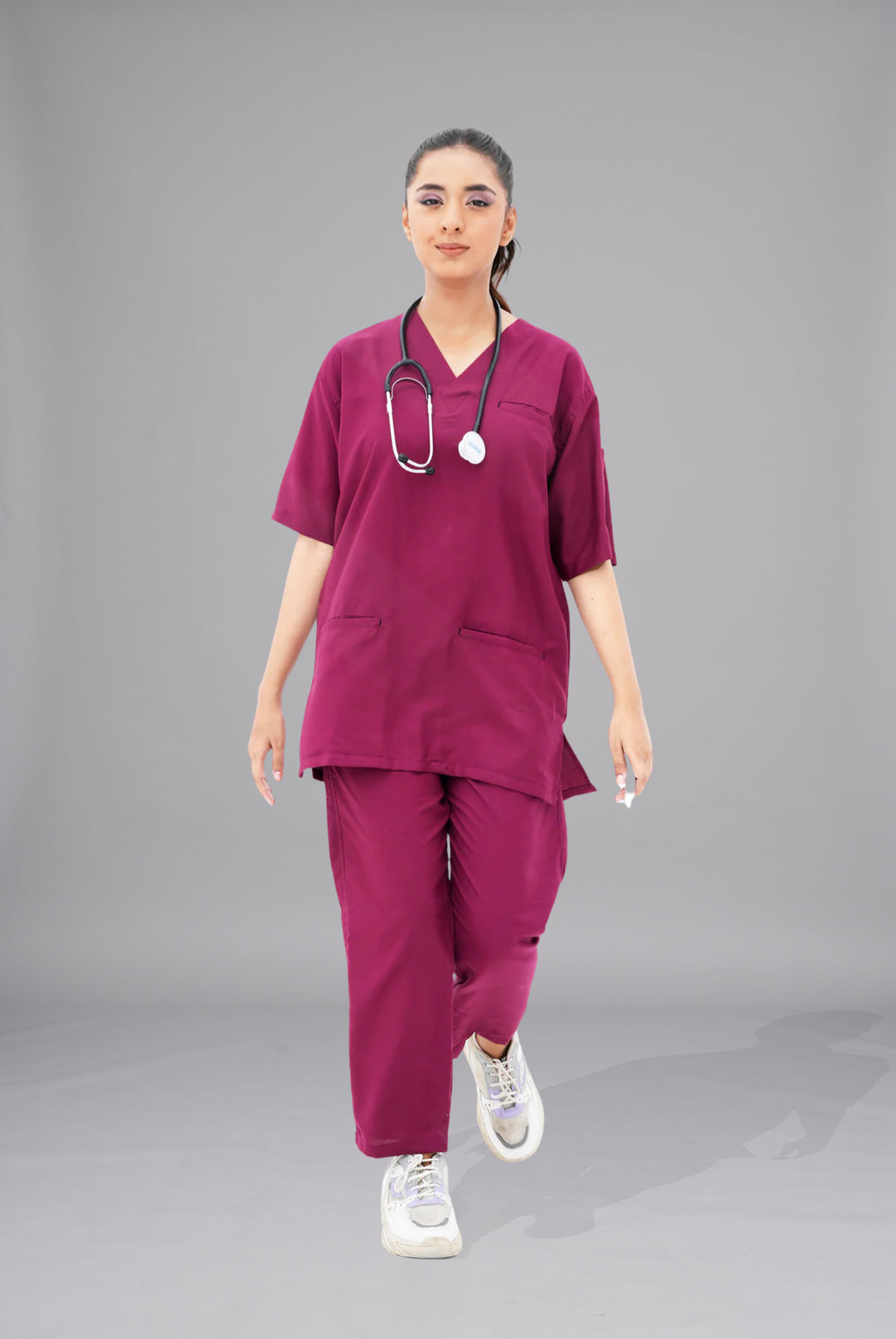Edge Line™ Bright maroon Scrub for Women