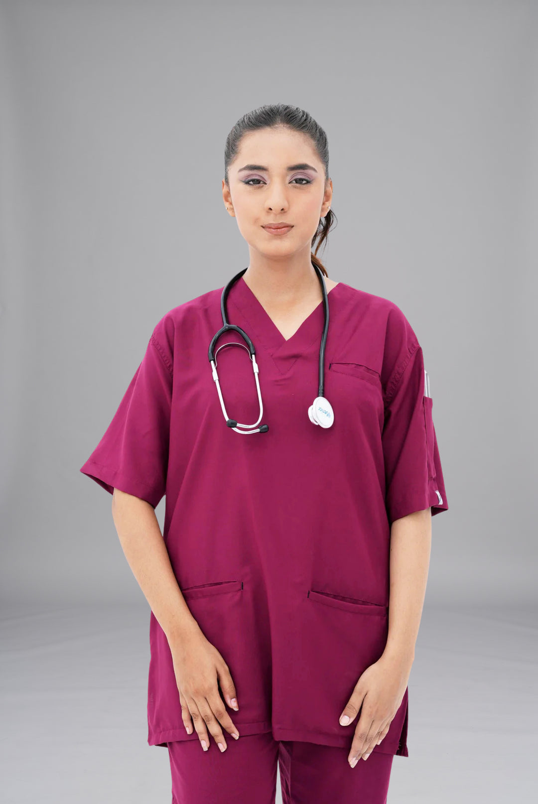 Edge Line™ Bright maroon Scrub for Women