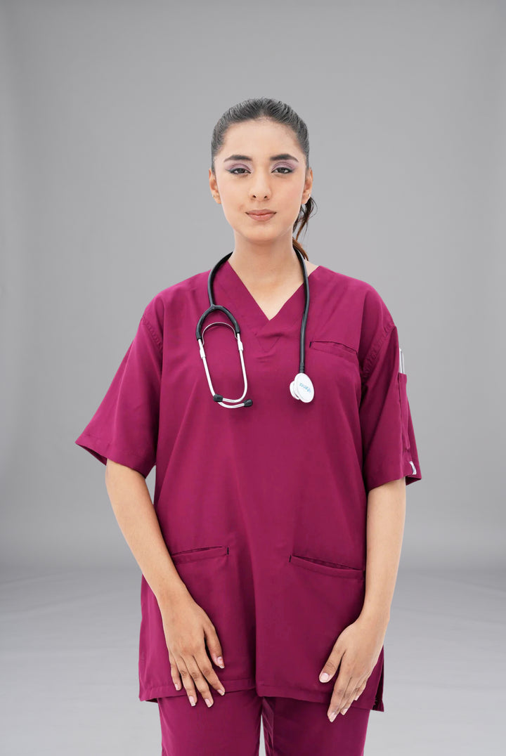 Edge Line™ Bright maroon Scrub for Women
