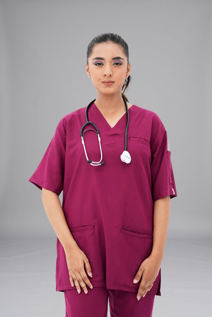 Edge Line™ Bright maroon Scrub for Women