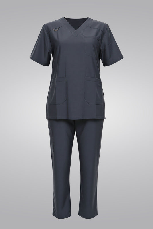 Charcoal Knitted Scrub Suit for Unisex