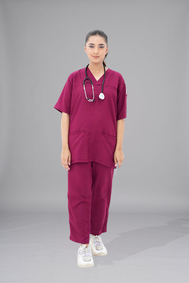 Edge Line™ Bright maroon Scrub for Women