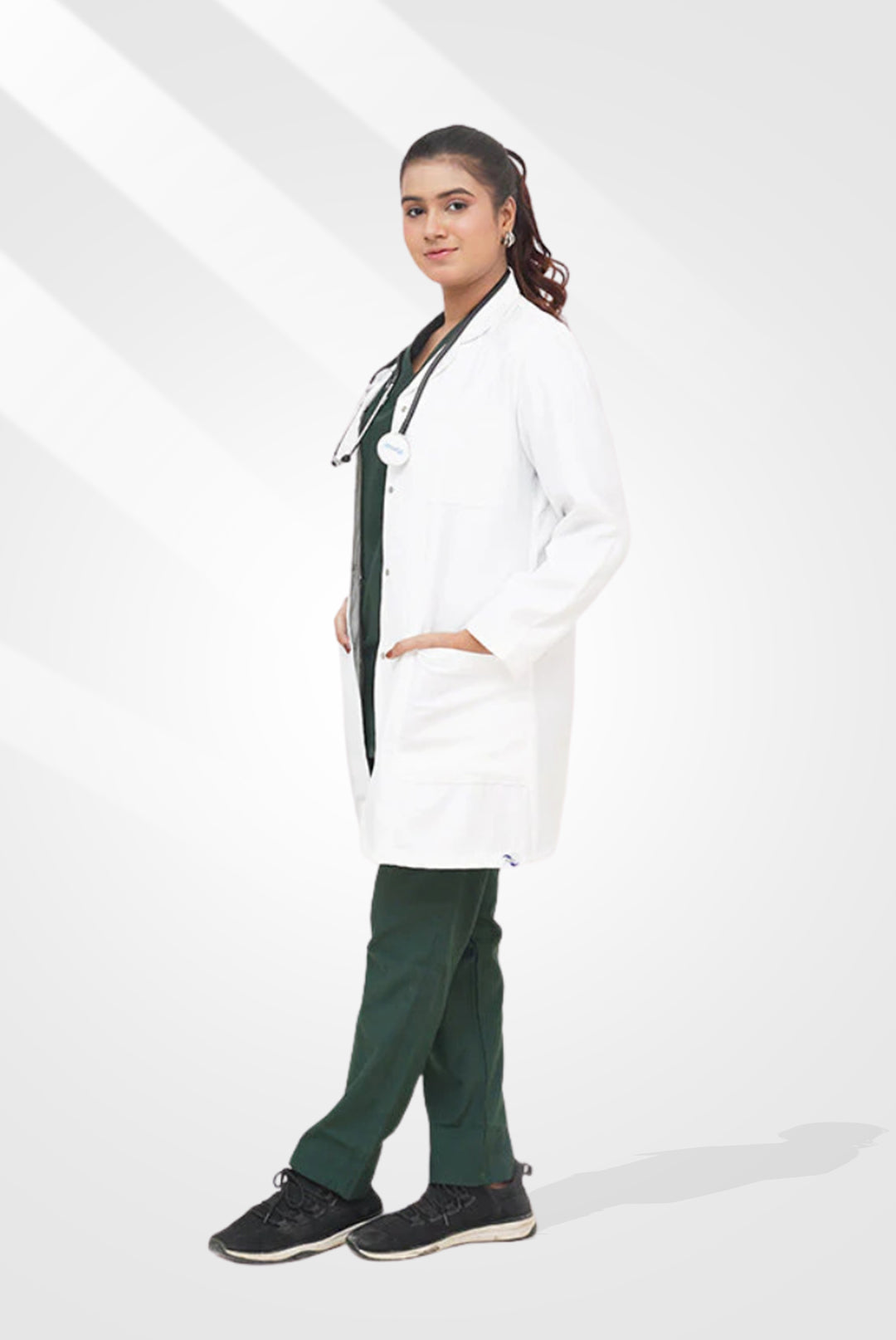 Elite Short Length Off-White Lab Coat for Women at GTEX Apparels