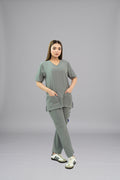 Light Grey Classic Curve Scrub Suit for Women - Slim Fit