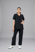 Black Classic Curve Scrub Suit for Women - Slim Fit