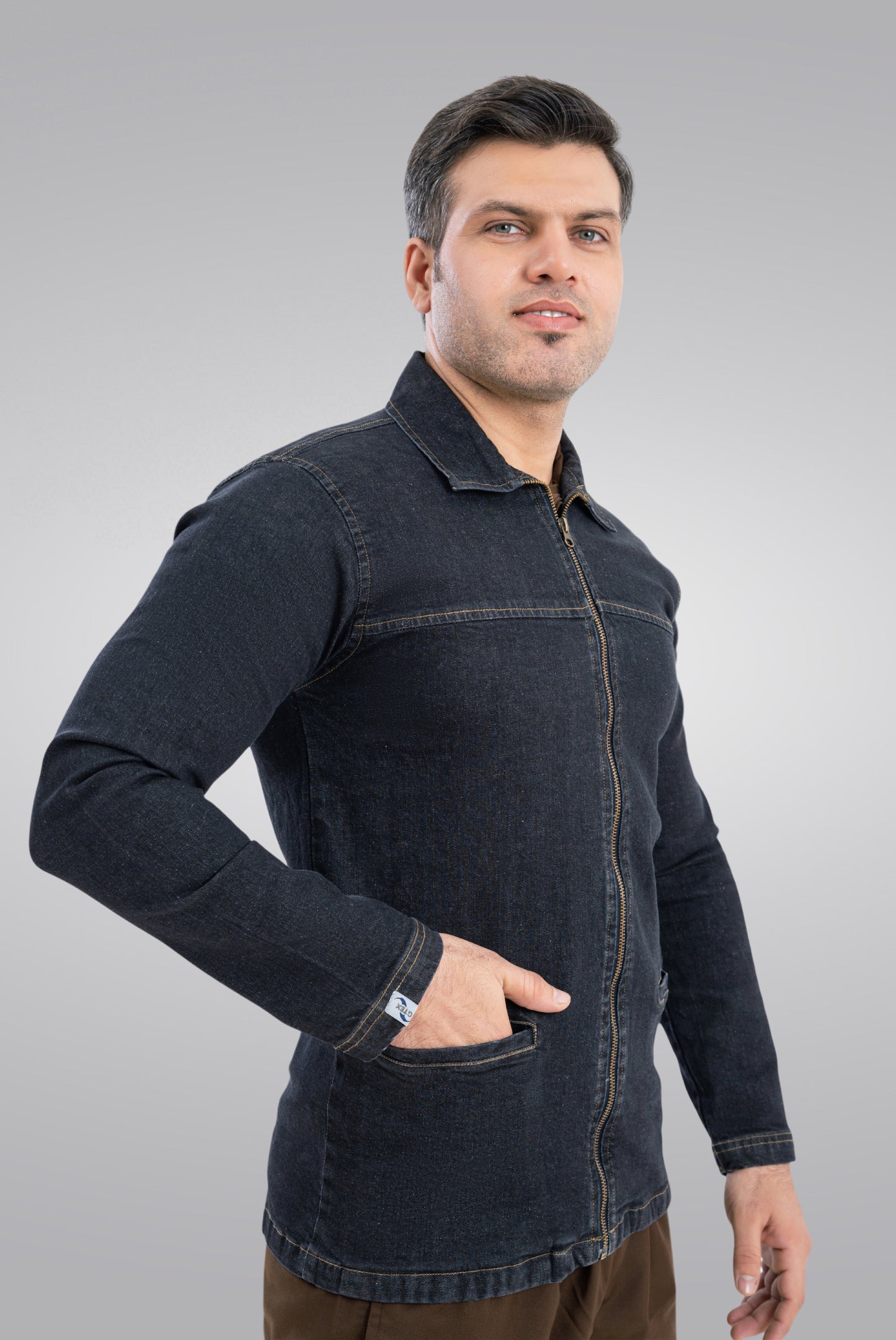 Black Denim Upper Jacket