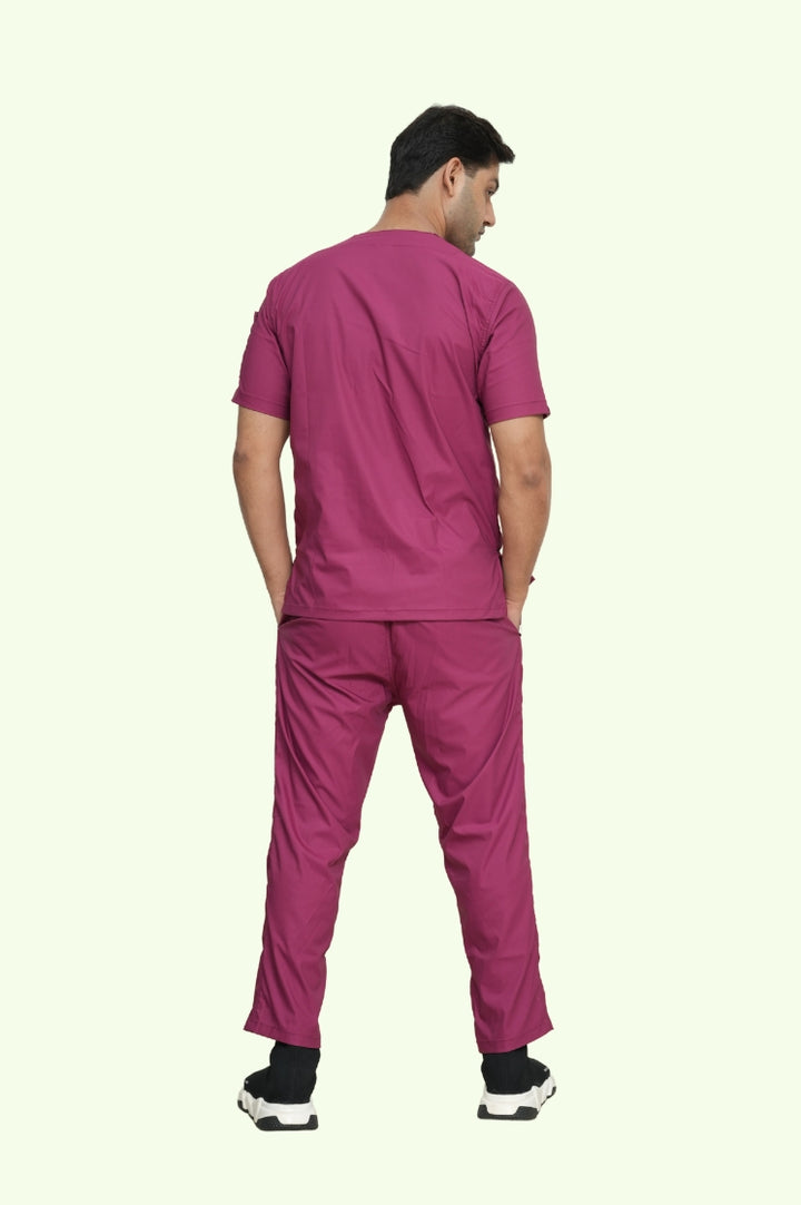 Flexi Care Edge Line™ Bright Maroon Scrub Suit for Unisex by GTEX Apparels