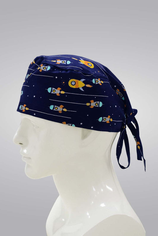 Mini Rocket Print Surgical Cap