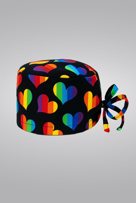 Rainbow Hearts Printed Surgical Cap