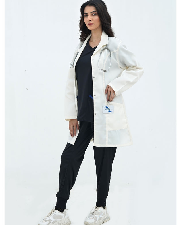 Off white wrinkle free lab coat/ female