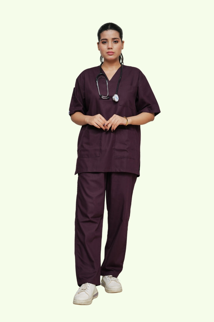 Classic™ Wine Scrub Suit for Women by GTEX Apparels