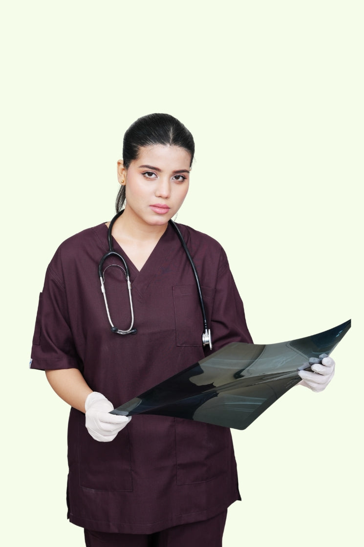 Classic™ Wine Scrub Suit for Women by GTEX Apparels