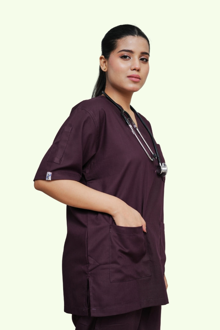 Classic™ Wine Scrub Suit for Women by GTEX Apparels