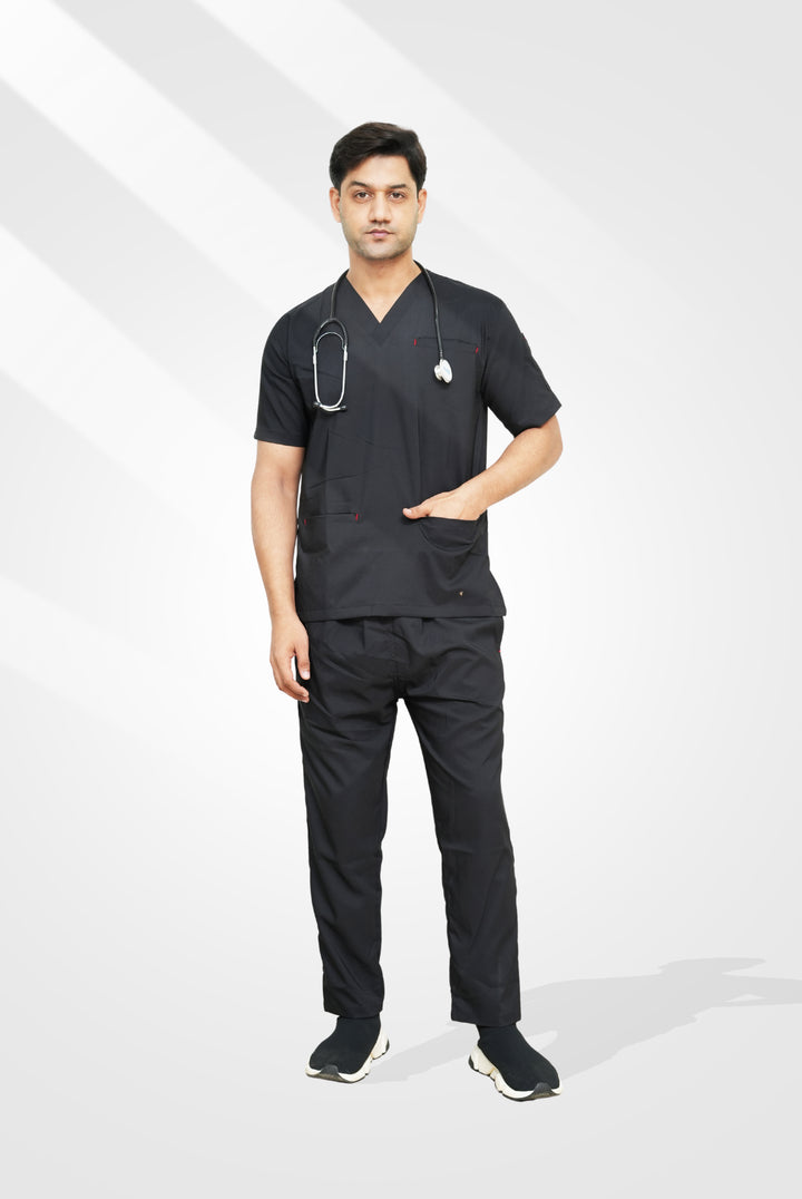 Flexi Care Edge Line™ Black Scrub Suit for Unisex by GTEX Apparels