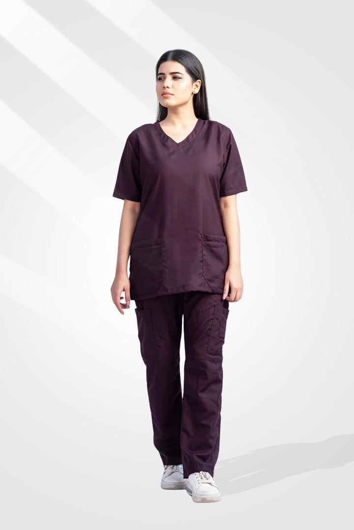 Classic Curve™ Wine Scrub Suit for Women by GTEX Apparels