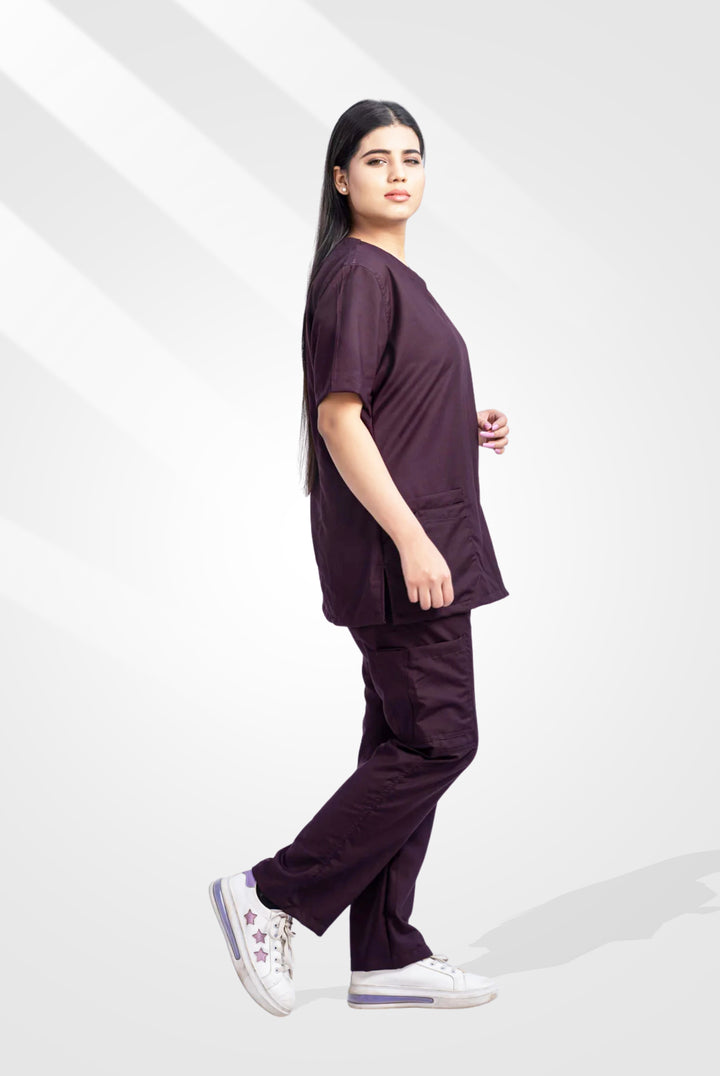 Classic Curve™ Wine Scrub Suit for Women by GTEX Apparels