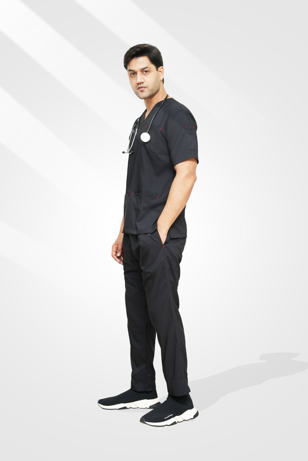 Flexi Care Edge Line™ Black Scrub Suit for Unisex by GTEX Apparels