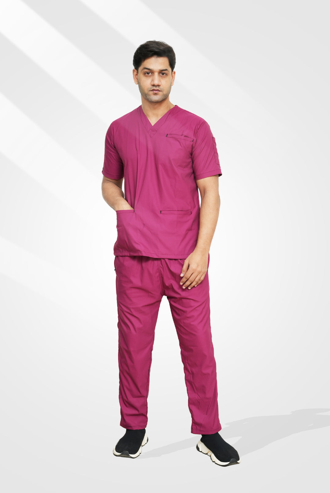 Flexi Care Edge Line™ Bright Maroon Scrub Suit for Unisex by GTEX Apparels
