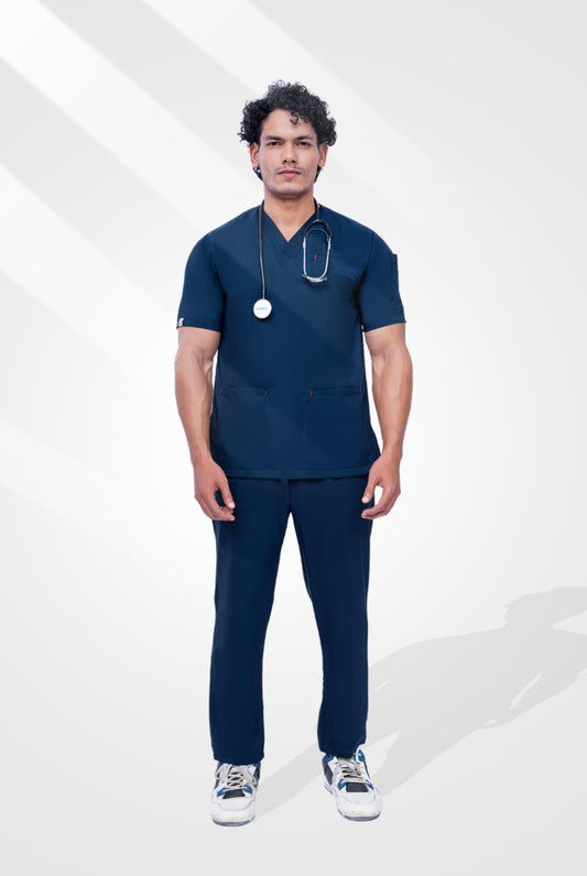 Flexi Care Edge Line™ Dark Navy Scrub Suit for Unisex by GTEX Apparels