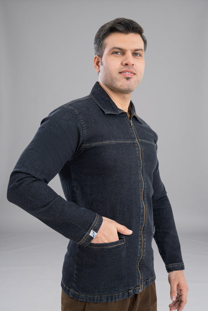 Buy Black Denim Limited Edition Upper Jacket Premium Quality Fashion Wear by GTEX Apparels Pakistan | Trendy Denim Outerwear for Stylish Casual and Professional Looks 5