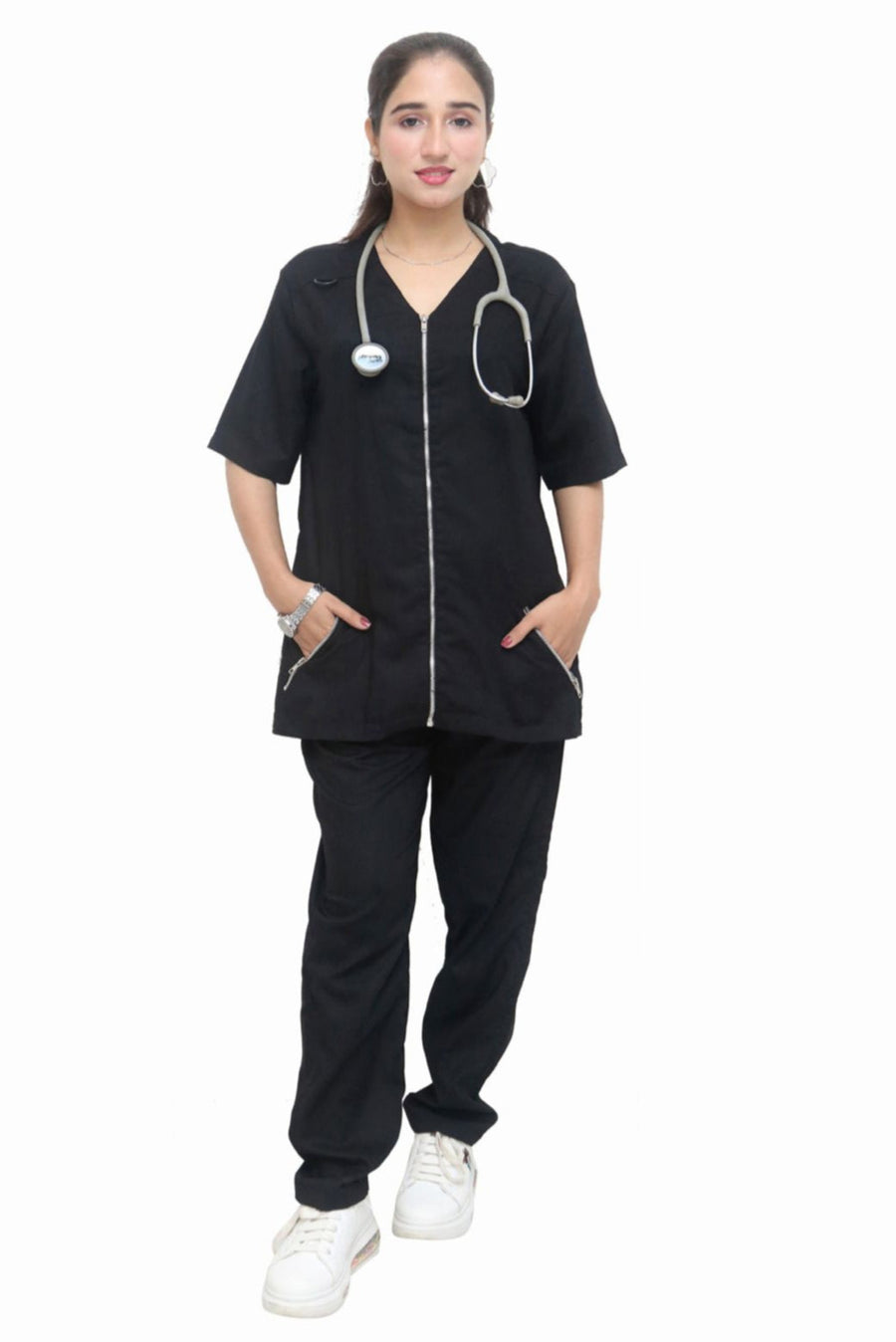 Black Zipper Scrub Suit for Unisex By GTEX Apparels Pakistan