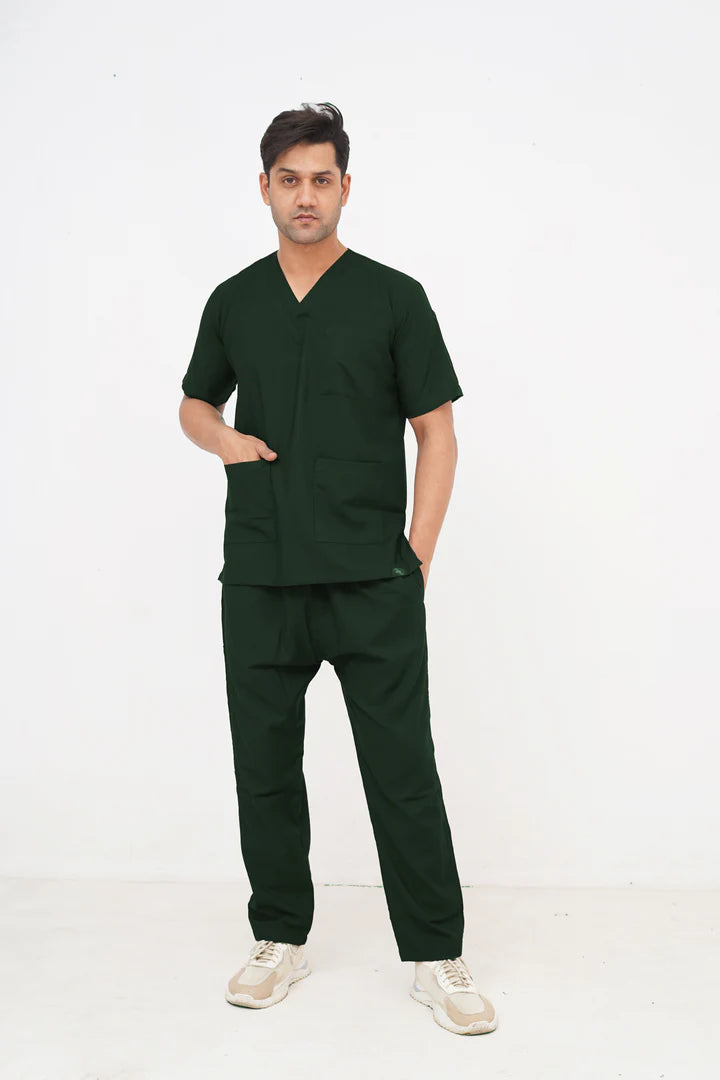 Bottle Green Scrub Suit for Men by GTEX Apparels Pakistan