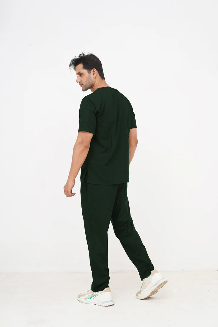 Bottle Green Scrub Suit for Men by GTEX Apparels Pakistan