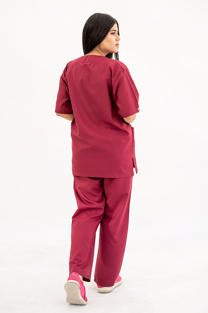 Buy Bright Maroon Scrub Suit for Womens in Pakistan 4 - GTEX Apparels