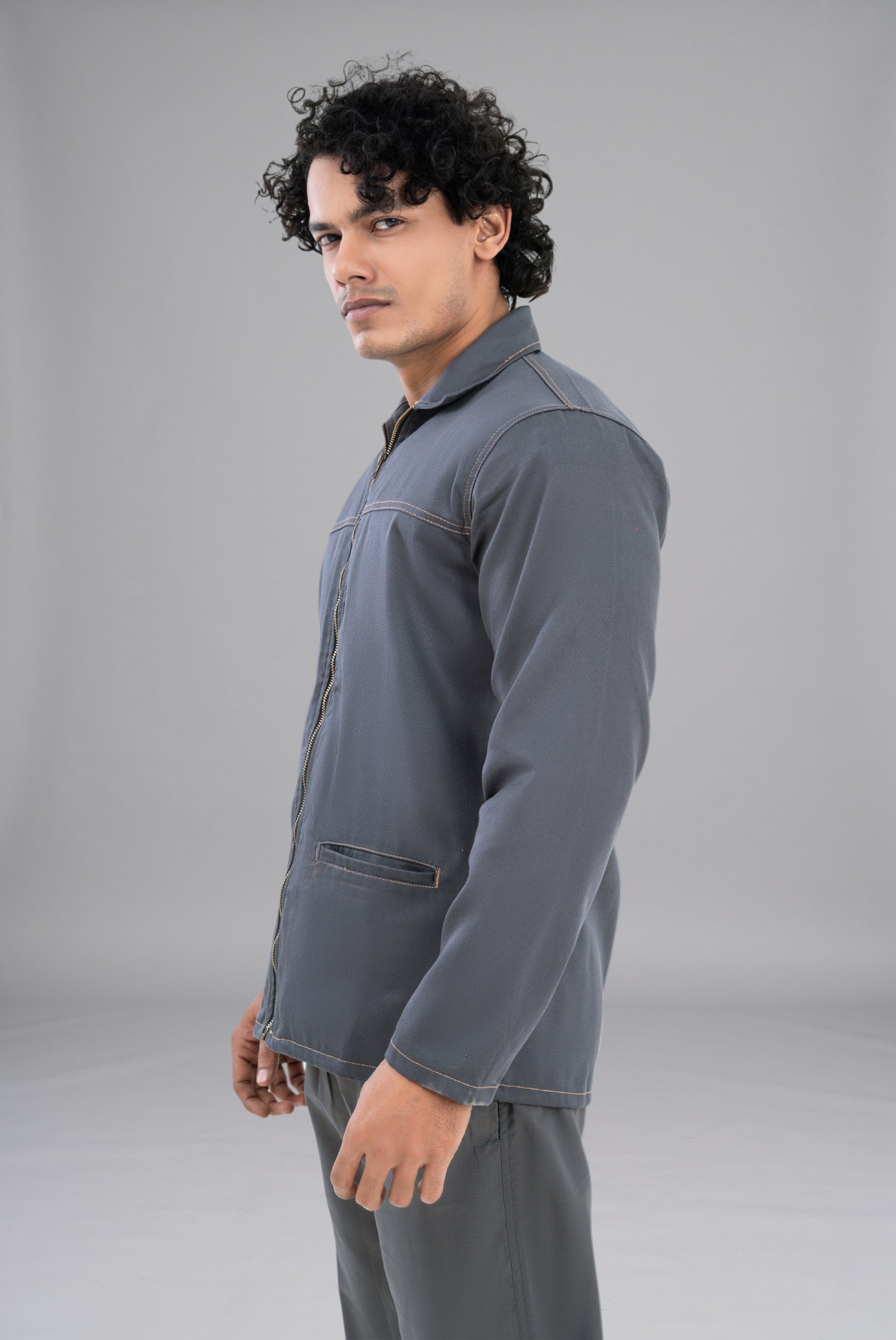 Shop Ash Grey Limited Edition Upper Jacket by GTEX Apparels Pakistan Stylish Premium Apparel with Durable Fabric and Quality Finish 4