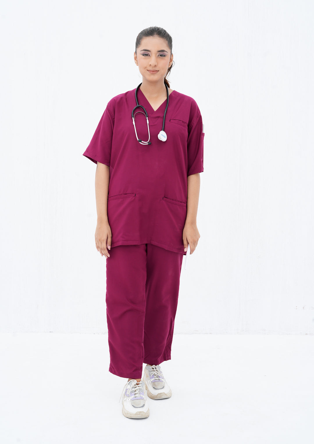 Buy Bright maroon Scrub Suit in Pakistan | GTEX Apparels