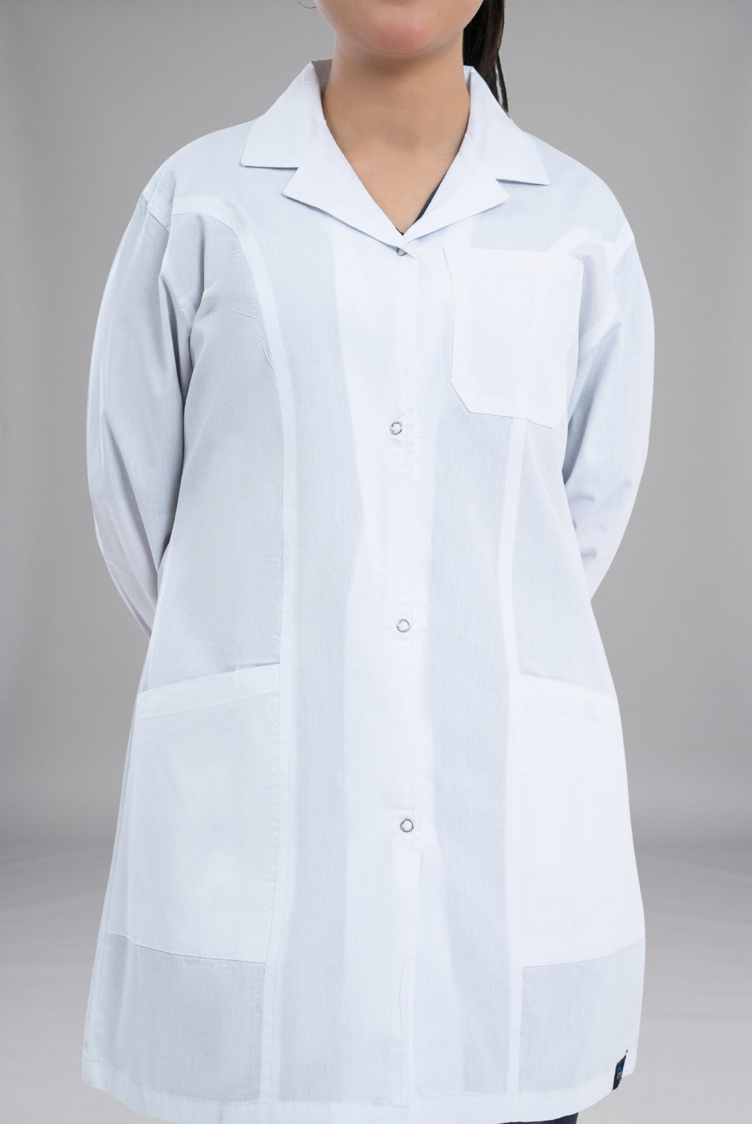 Buy Elite Short Length Women’s Lab Coat in Pakistan by GTEX Apparels Premium Medical Wear for Doctors Nurses and Healthcare Professionals 5
