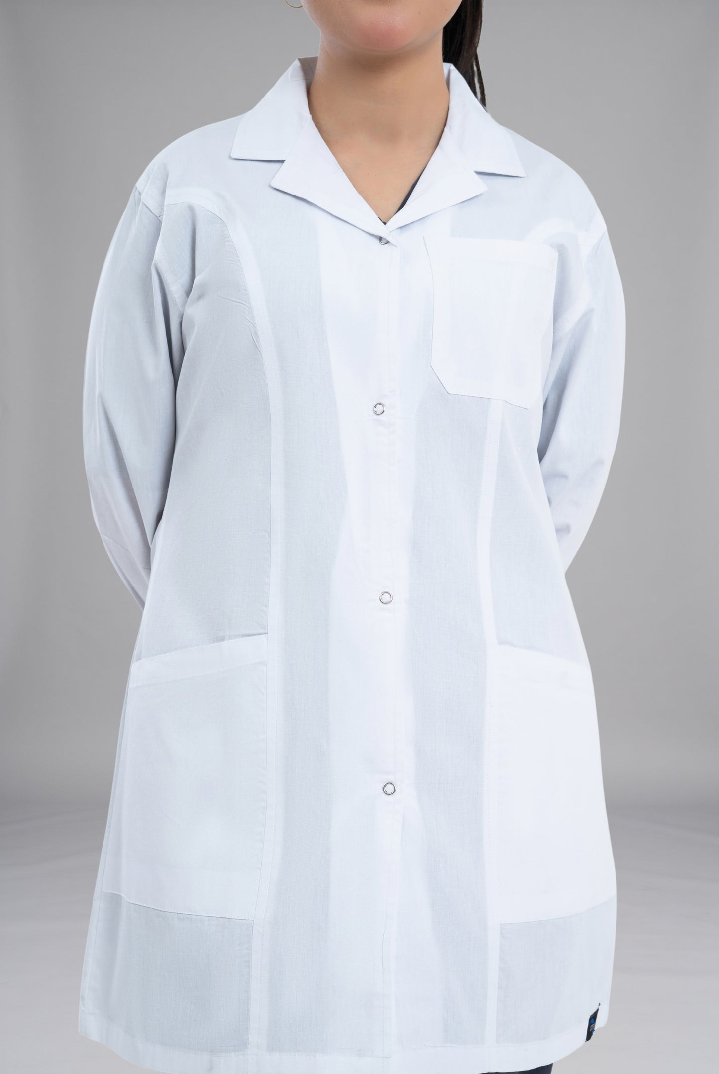 Buy Elite Short Length Women’s Lab Coat in Pakistan by GTEX Apparels Premium Medical Wear for Doctors Nurses and Healthcare Professionals 5