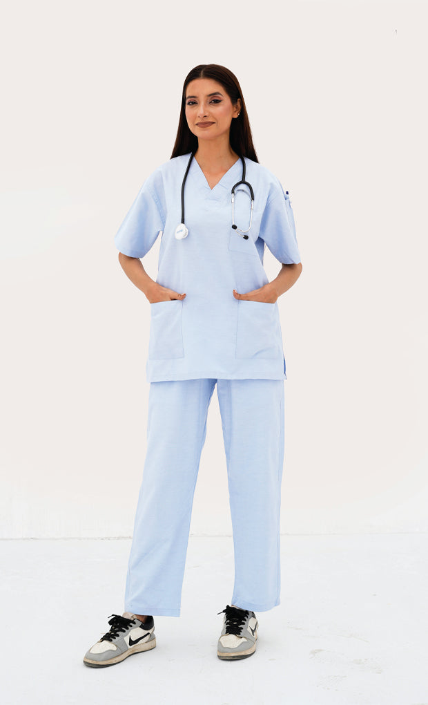 Buy Sky blue Scrub Suit in Pakistan | GTEX Apparels