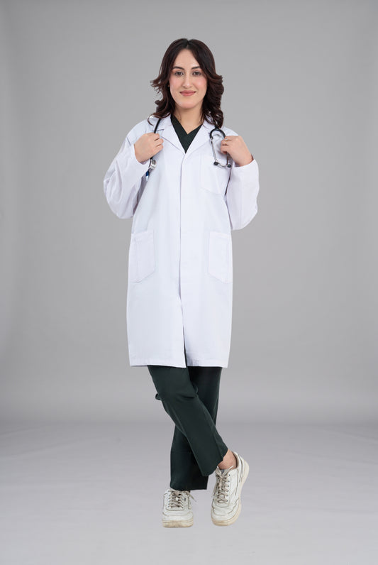 Shop Soft Twill Women’s Lab Coat in Pakistan Premium Medical Wear for Doctors Nurses and Healthcare Professionals by GTEX Apparels