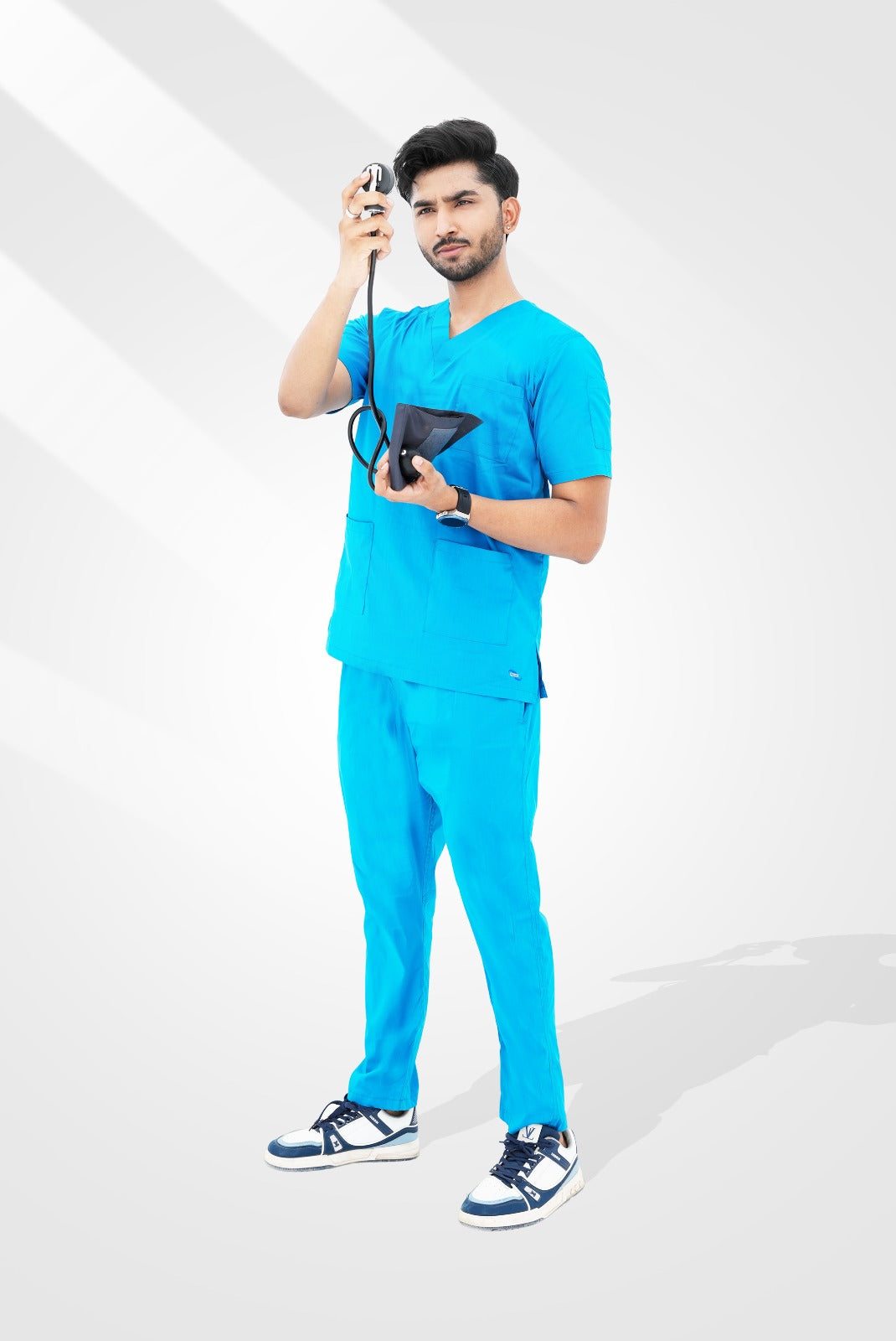 Caribbean Blue Classic Scrub Suit for Men by GTEX Apparels Pakistan