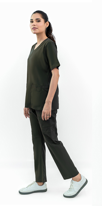 Charcoal Classic Curve Scrub Suit for Women Wrinkle Free Edition