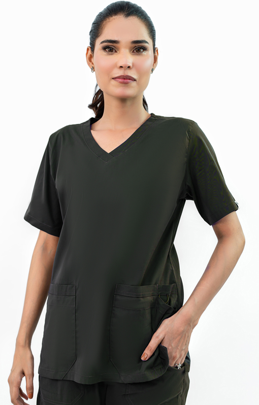 Charcoal Classic Curve Scrub Suit for Women Wrinkle Free Edition