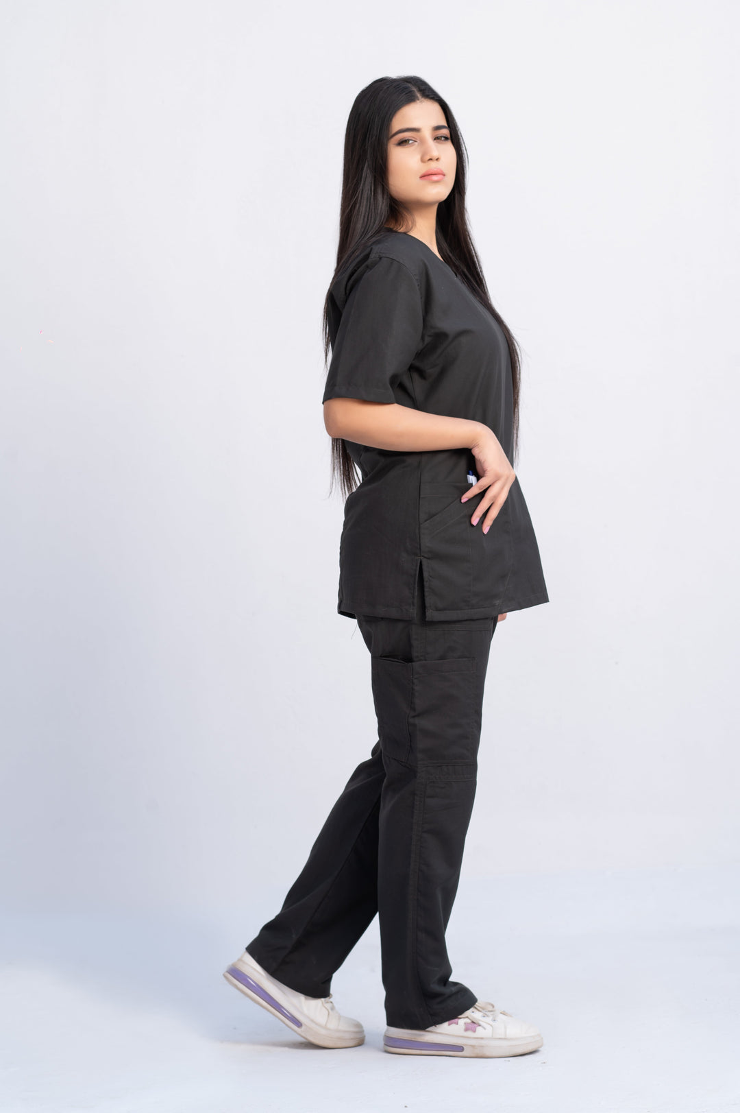 Charcoal Scrub Suit for Women by GTEX Apparels Pakistan 