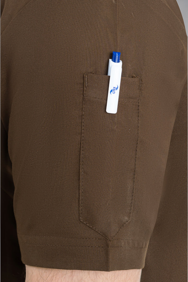 Chocolate Brown Zip Neck Unisex Scrub Premium Medical Uniform for Doctors Nurses and Healthcare Professionals by GTEX Apparels Pakistan 8