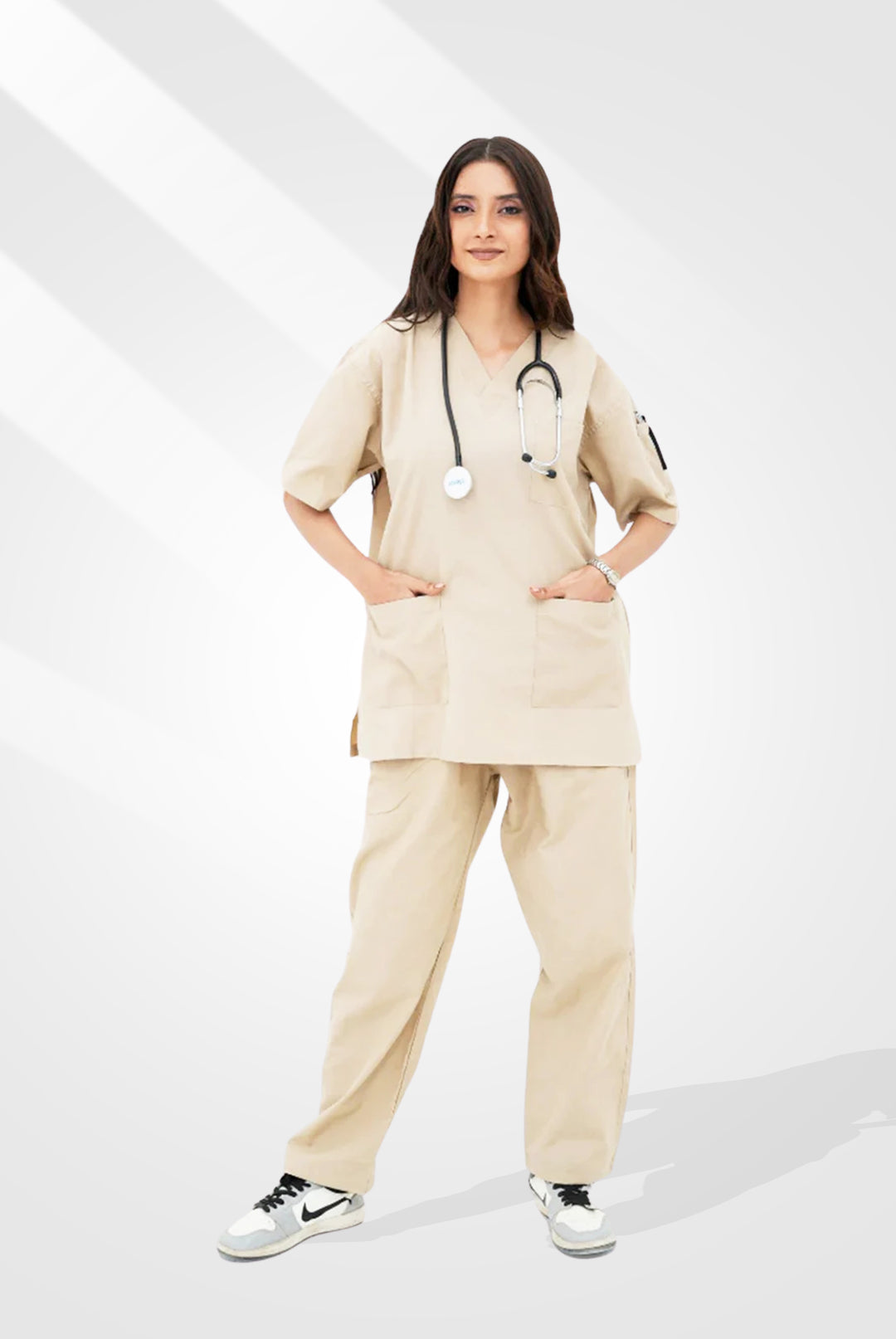 Classic™ Beige Scrub Suit for Women by GTEX Apparels Pakistan